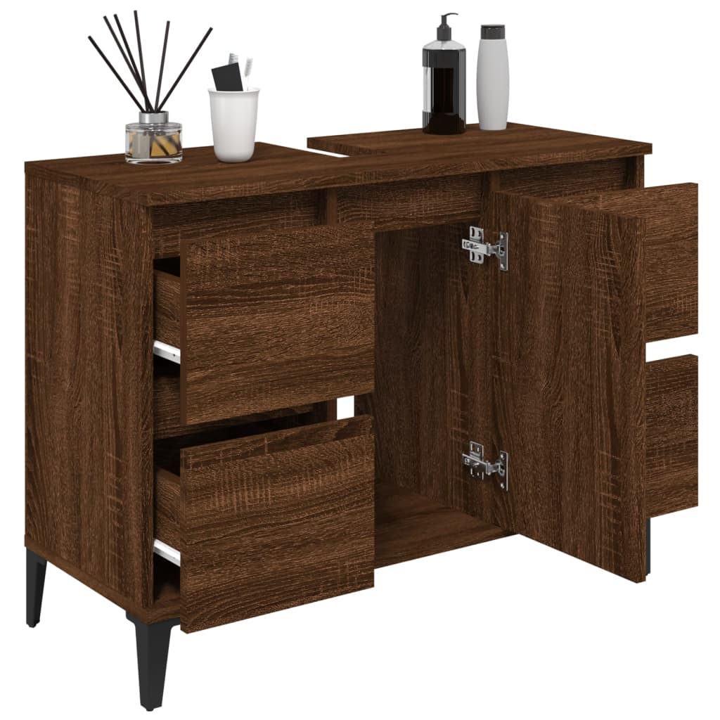 vidaXL Dulap de chiuvetă, stejar maro, 80x33x60 cm, lemn prelucrat vidaXL Dulap de chiuvetă, stejar maro, 80x33x60 cm, lemn prelucrat