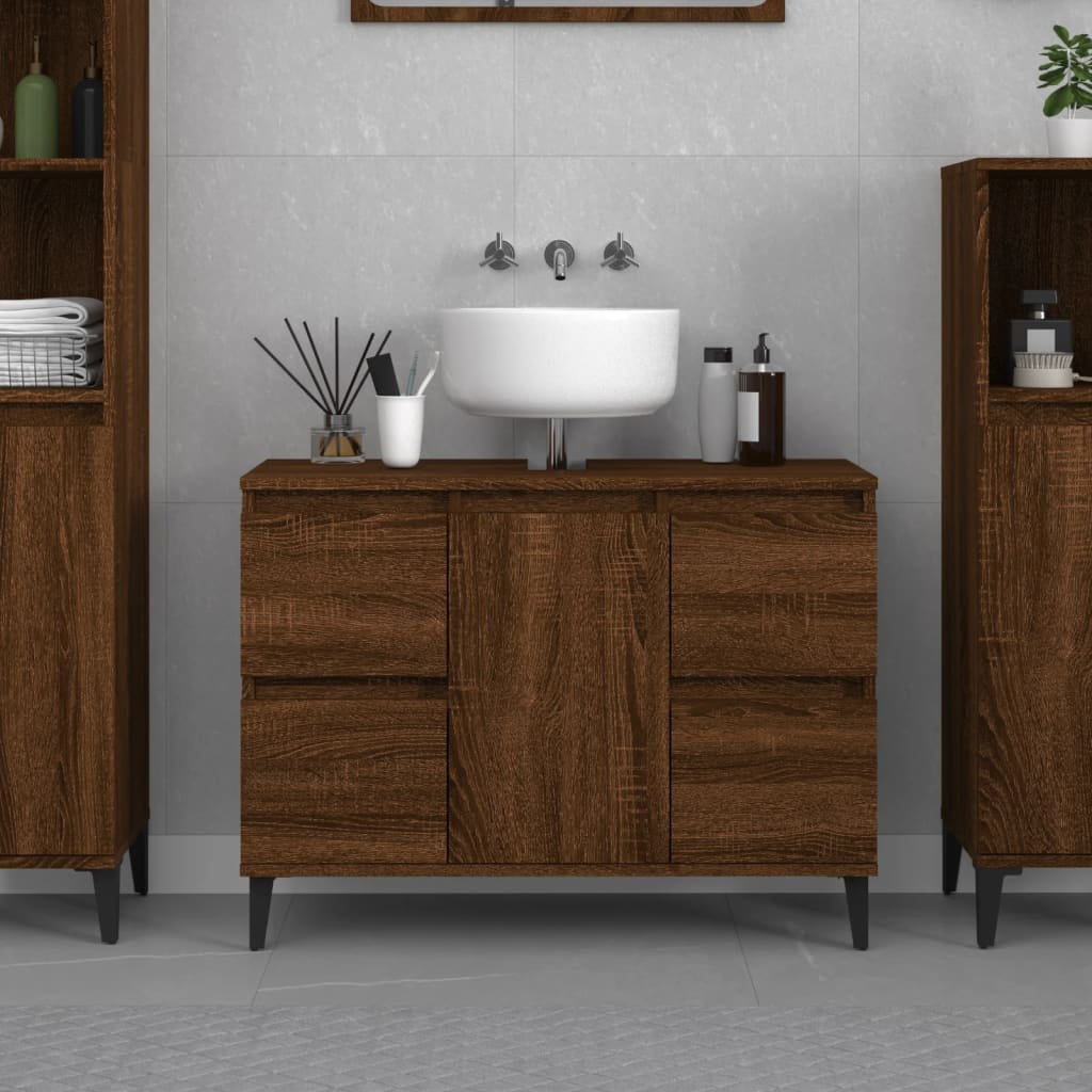vidaXL Dulap de chiuvetă, stejar maro, 80x33x60 cm, lemn prelucrat vidaXL Dulap de chiuvetă, stejar maro, 80x33x60 cm, lemn prelucrat