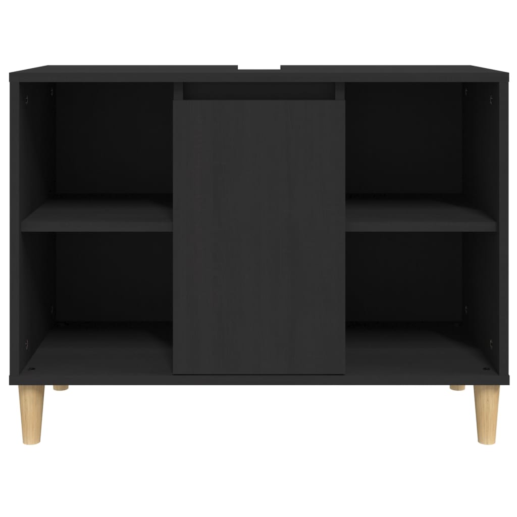 vidaXL Dulap de chiuvetă, negru, 80x33x60 cm, lemn prelucrat vidaXL Dulap de chiuvetă, negru, 80x33x60 cm, lemn prelucrat