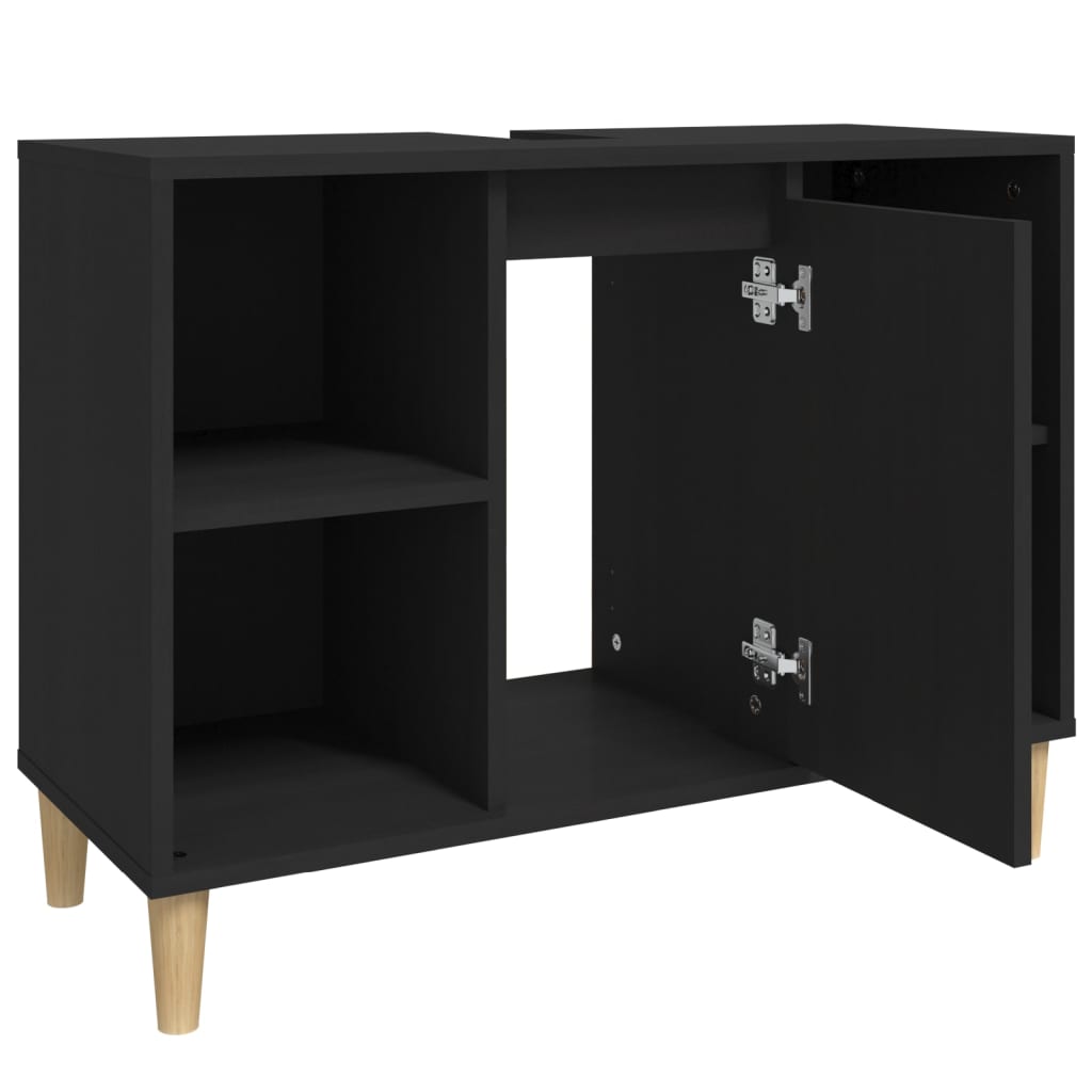 vidaXL Dulap de chiuvetă, negru, 80x33x60 cm, lemn prelucrat vidaXL Dulap de chiuvetă, negru, 80x33x60 cm, lemn prelucrat