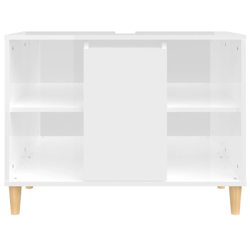 vidaXL Dulap de chiuvetă, alb extralucios, 80x33x60 cm, lemn prelucrat vidaXL Dulap de chiuvetă, alb extralucios, 80x33x60 cm, lemn prelucrat