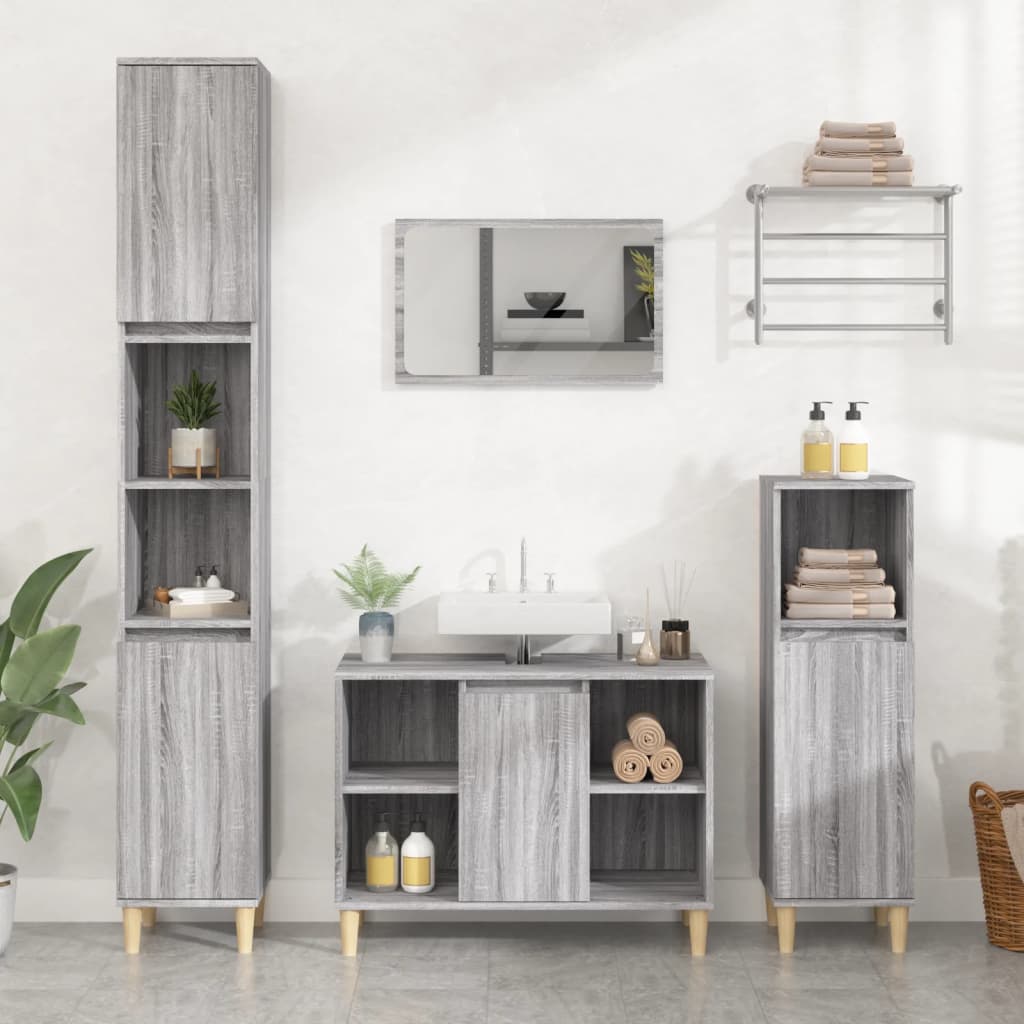 vidaXL Dulap de chiuvetă, gri sonoma, 80x33x60 cm, lemn prelucrat vidaXL Dulap de chiuvetă, gri sonoma, 80x33x60 cm, lemn prelucrat