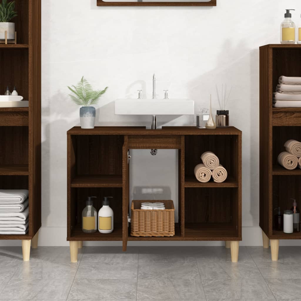 vidaXL Dulap de chiuvetă, stejar maro, 80x33x60 cm, lemn prelucrat vidaXL Dulap de chiuvetă, stejar maro, 80x33x60 cm, lemn prelucrat