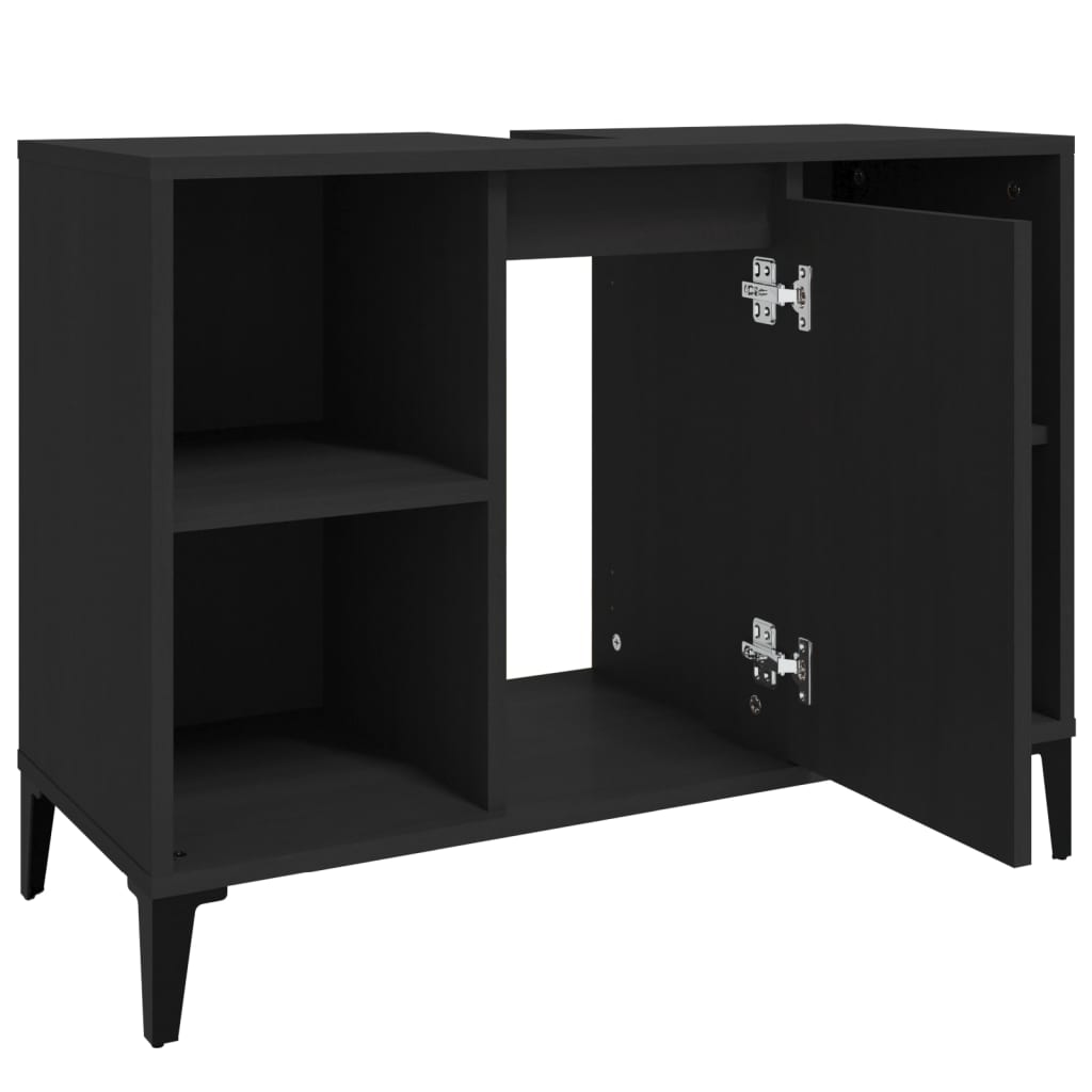 vidaXL Dulap de chiuvetă, negru, 80x33x60 cm, lemn prelucrat vidaXL Dulap de chiuvetă, negru, 80x33x60 cm, lemn prelucrat
