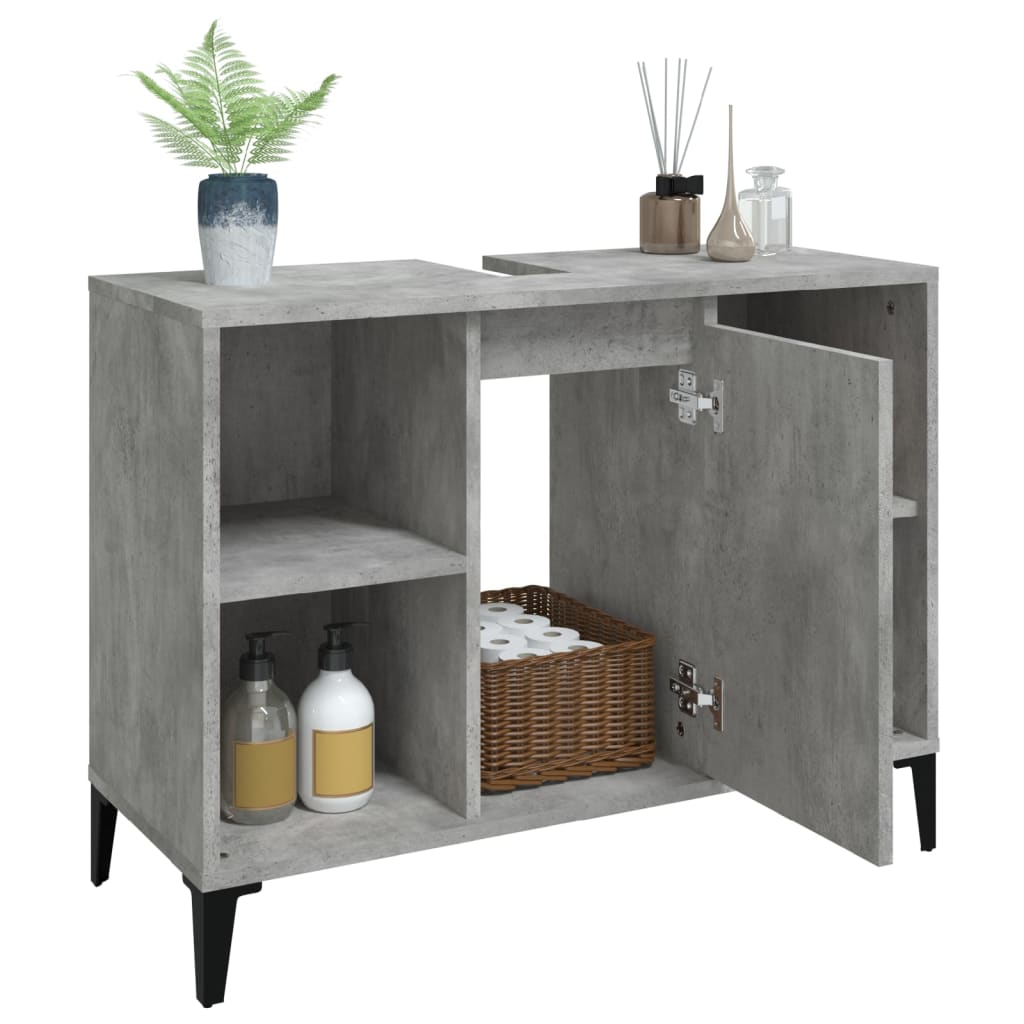 vidaXL Dulap de chiuvetă, gri beton, 80x33x60 cm, lemn prelucrat vidaXL Dulap de chiuvetă, gri beton, 80x33x60 cm, lemn prelucrat