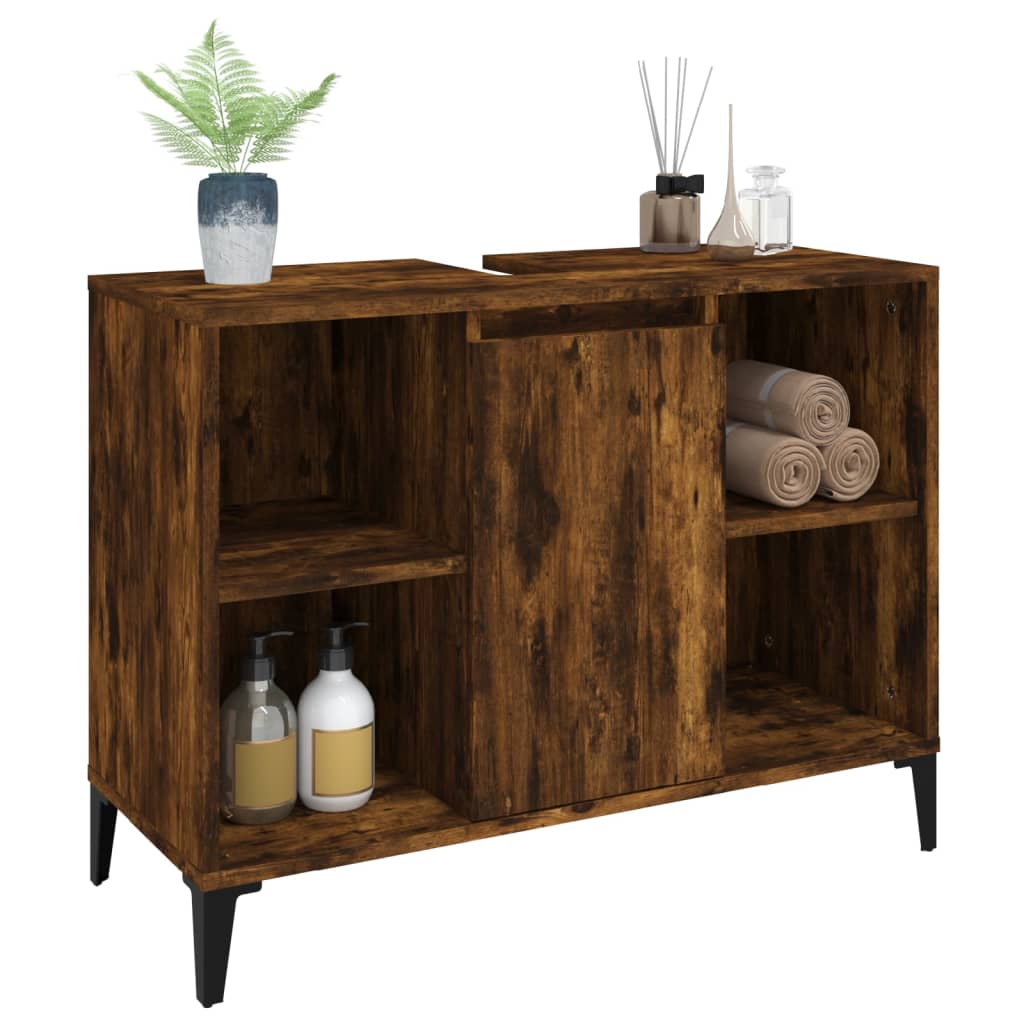 vidaXL Dulap de chiuvetă, stejar afumat, 80x33x60 cm, lemn prelucrat vidaXL Dulap de chiuvetă, stejar afumat, 80x33x60 cm, lemn prelucrat