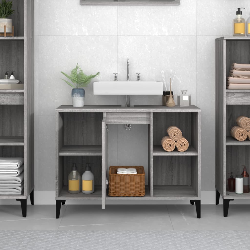 vidaXL Dulap de chiuvetă, gri sonoma, 80x33x60 cm, lemn prelucrat vidaXL Dulap de chiuvetă, gri sonoma, 80x33x60 cm, lemn prelucrat