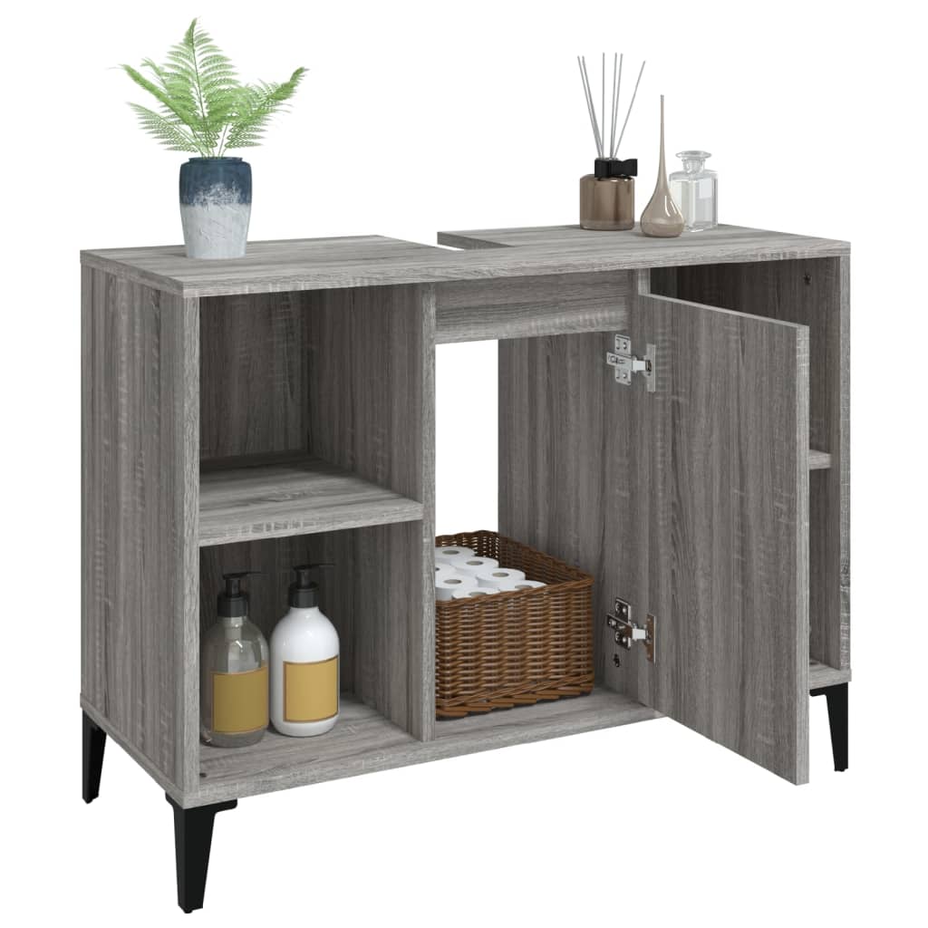 vidaXL Dulap de chiuvetă, gri sonoma, 80x33x60 cm, lemn prelucrat vidaXL Dulap de chiuvetă, gri sonoma, 80x33x60 cm, lemn prelucrat