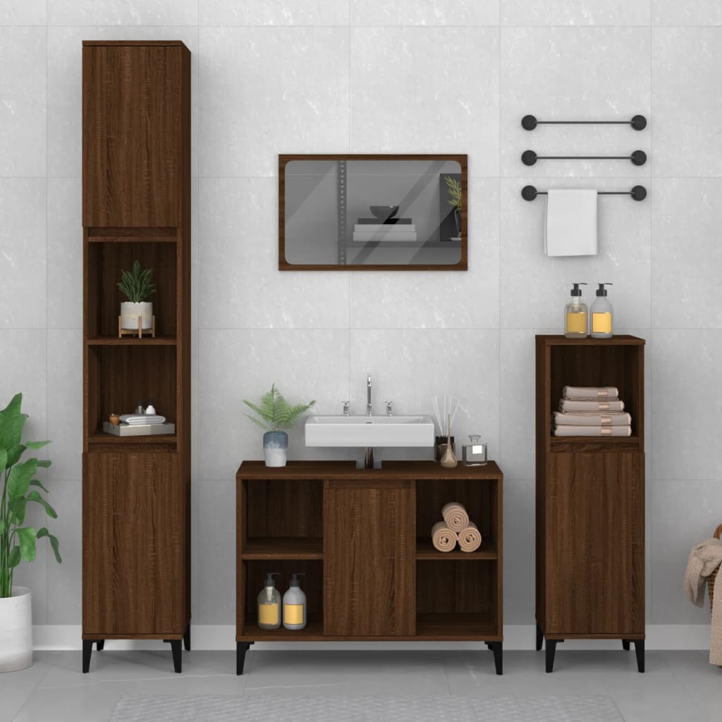 vidaXL Dulap de chiuvetă, stejar maro, 80x33x60 cm, lemn prelucrat vidaXL Dulap de chiuvetă, stejar maro, 80x33x60 cm, lemn prelucrat