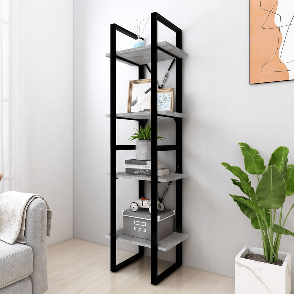 vidaXL Bibliotecă cu 4 niveluri gri sonoma 40x30x140 cm lemn compozit vidaXL Bibliotecă cu 4 niveluri gri sonoma 40x30x140 cm lemn compozit