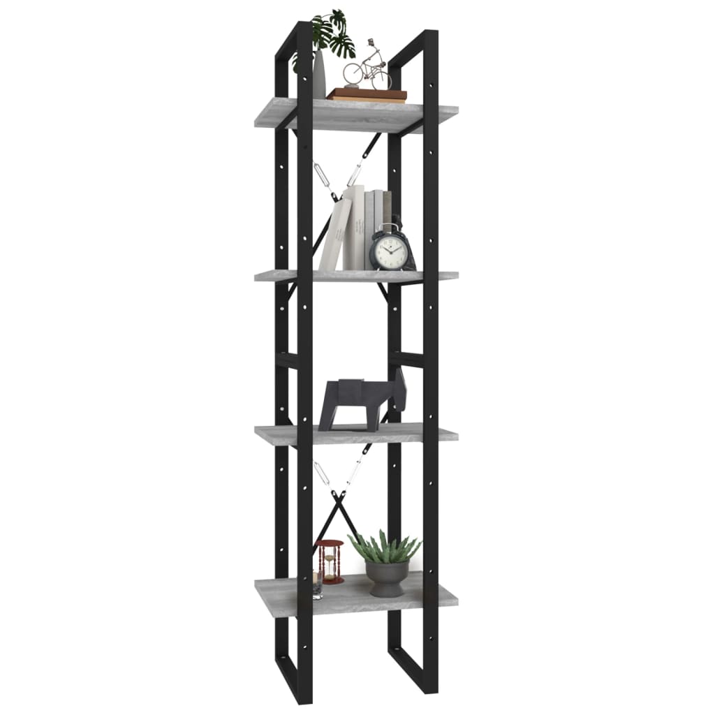 vidaXL Bibliotecă cu 4 niveluri gri sonoma 40x30x140 cm lemn compozit vidaXL Bibliotecă cu 4 niveluri gri sonoma 40x30x140 cm lemn compozit