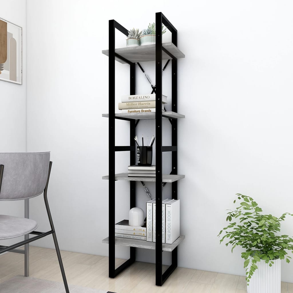 vidaXL Bibliotecă cu 4 niveluri gri sonoma 40x30x140 cm lemn compozit vidaXL Bibliotecă cu 4 niveluri gri sonoma 40x30x140 cm lemn compozit