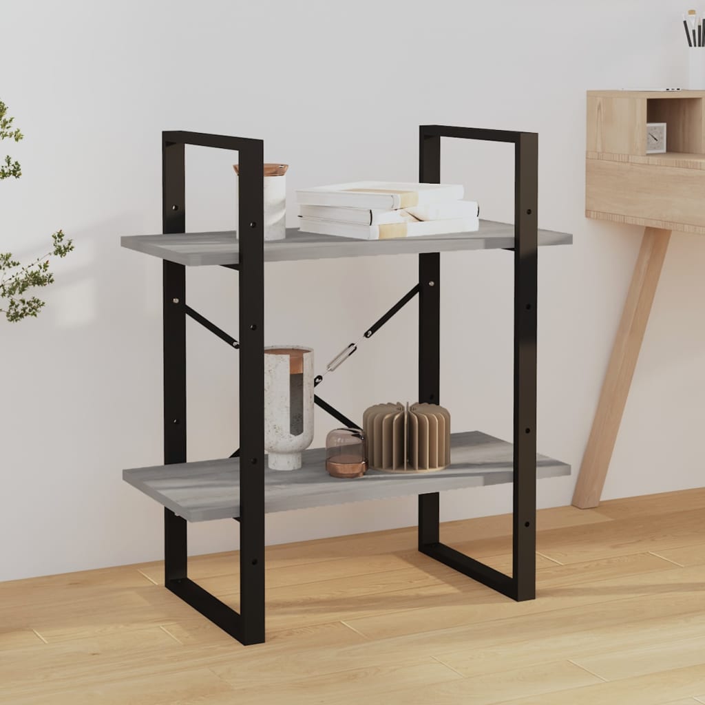 vidaXL Bibliotecă 2 niveluri gri sonoma 60x30x70 cm lemn compozit vidaXL Bibliotecă 2 niveluri gri sonoma 60x30x70 cm lemn compozit
