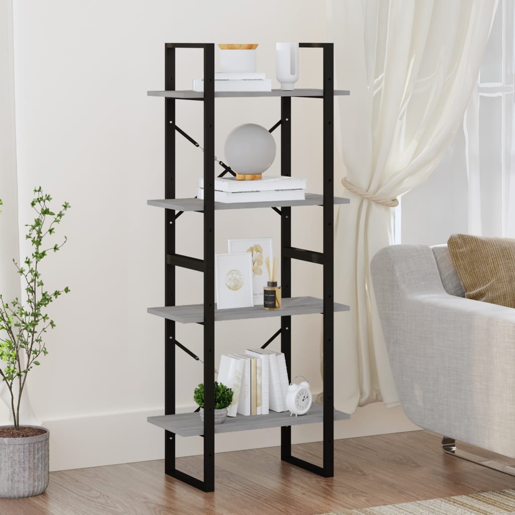 vidaXL Bibliotecă cu 4 niveluri gri sonoma 60x30x140 cm lemn compozit vidaXL Bibliotecă cu 4 niveluri gri sonoma 60x30x140 cm lemn compozit