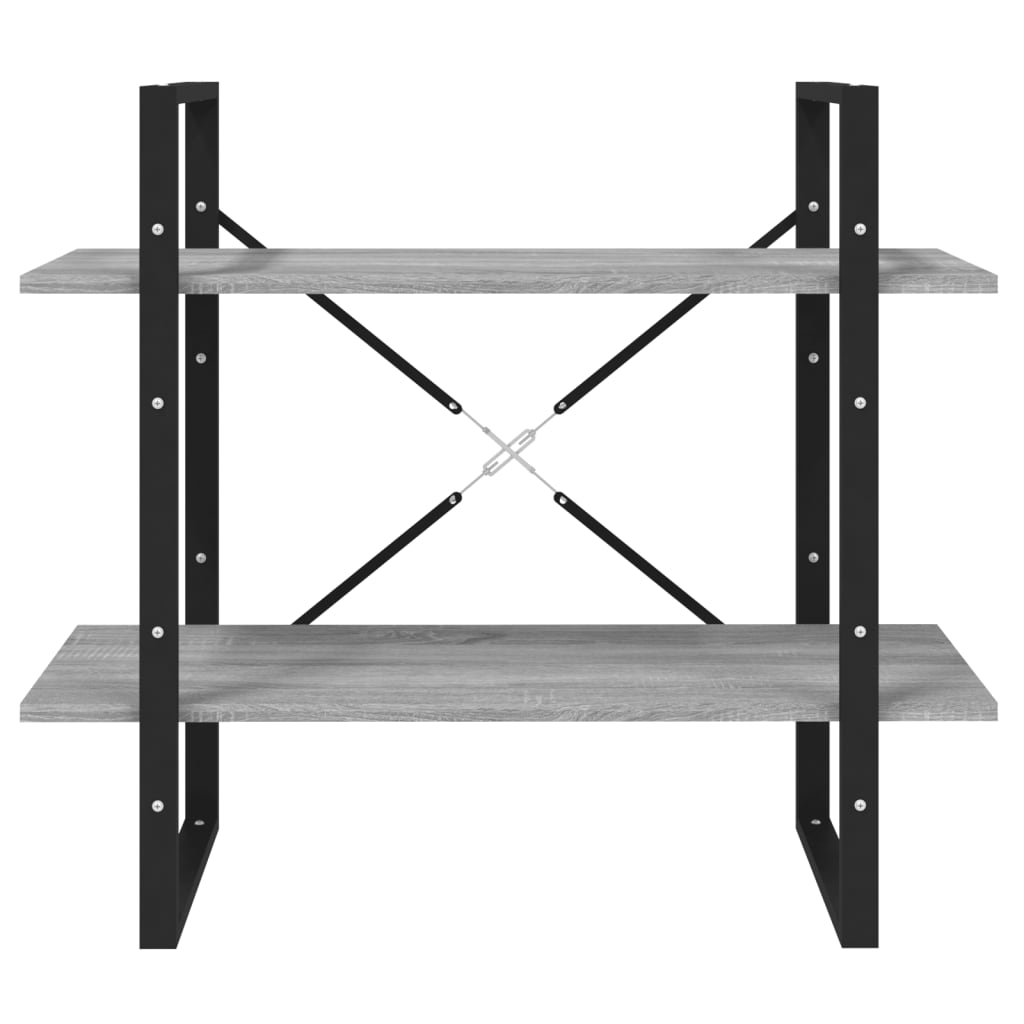 vidaXL Bibliotecă 2 niveluri gri sonoma 80x30x70 cm lemn compozit vidaXL Bibliotecă 2 niveluri gri sonoma 80x30x70 cm lemn compozit