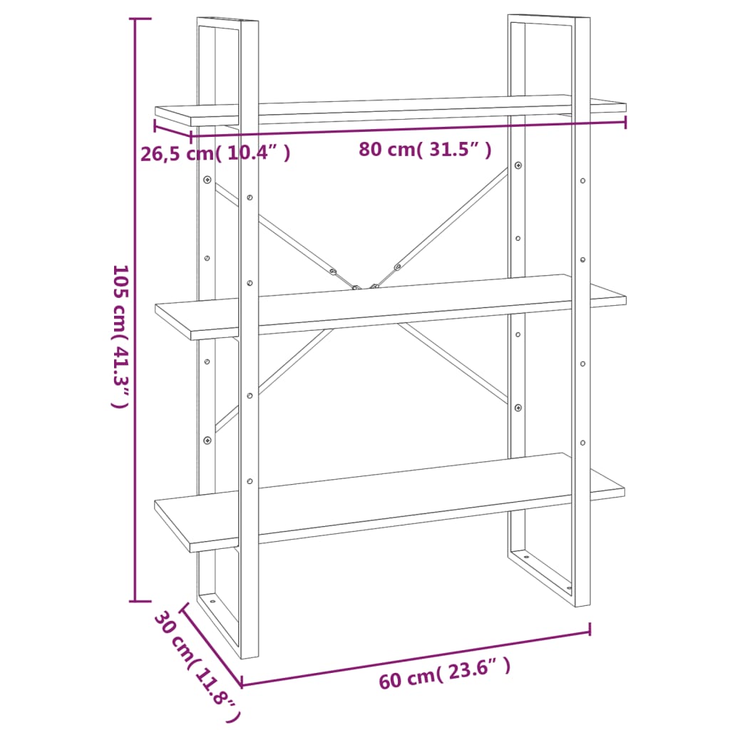vidaXL Bibliotecă, gri sonoma, 80x30x105 cm, lemn prelucrat vidaXL Bibliotecă, gri sonoma, 80x30x105 cm, lemn prelucrat