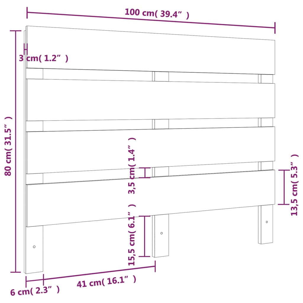 vidaXL Tăblie de pat, alb, 100x3x80 cm, lemn masiv de pin