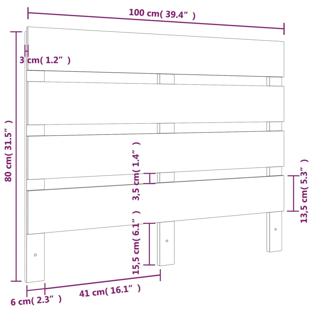 vidaXL Tăblie de pat, gri, 100x3x80 cm, lemn masiv de pin vidaXL Tăblie de pat, gri, 100x3x80 cm, lemn masiv de pin