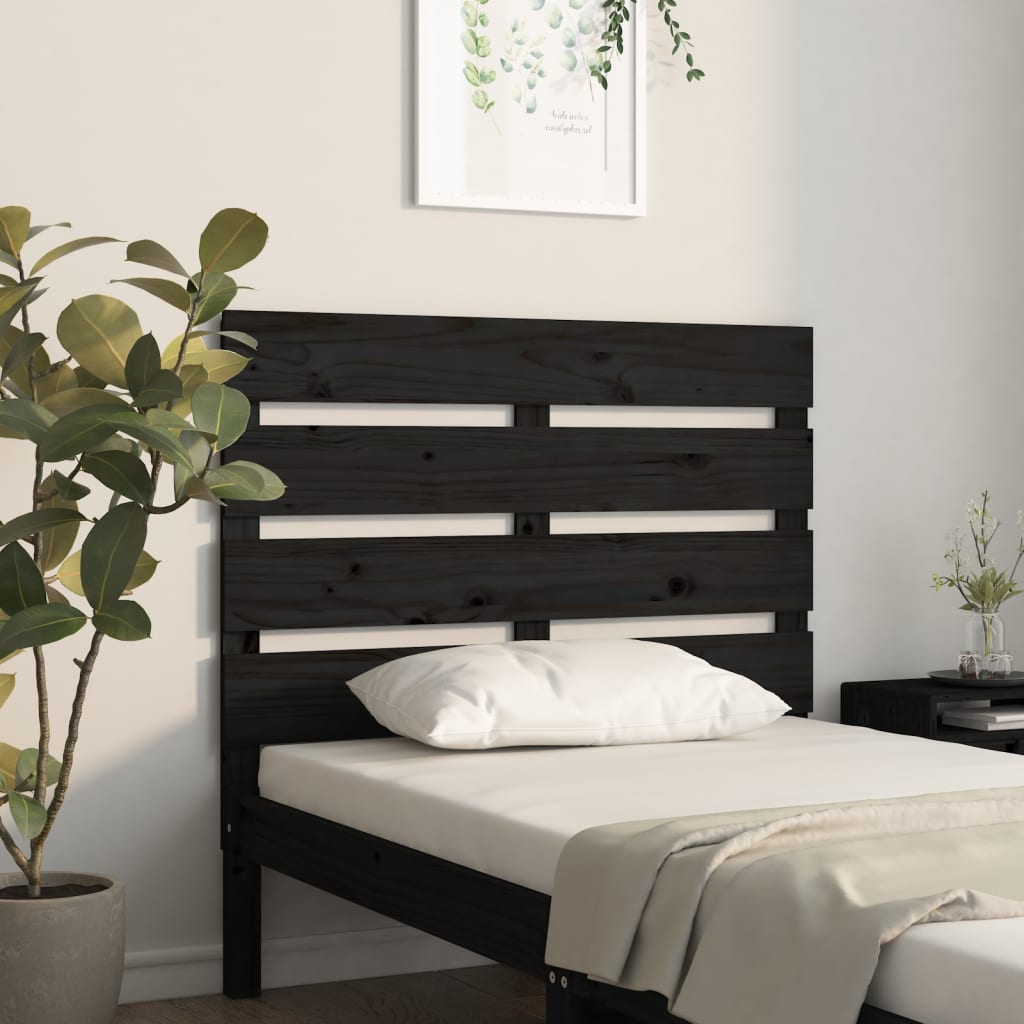 vidaXL Tăblie de pat, negru, 100x3x80 cm, lemn masiv de pin vidaXL Tăblie de pat, negru, 100x3x80 cm, lemn masiv de pin