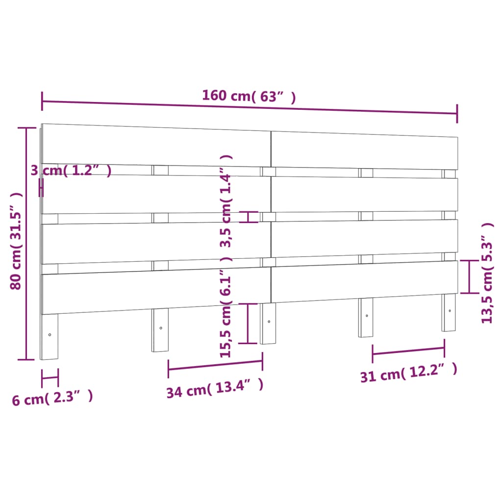 vidaXL Tăblie de pat, 160x3x80 cm, lemn masiv de pin