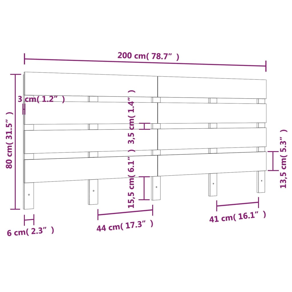 vidaXL Tăblie de pat, alb, 200x3x80 cm, lemn masiv de pin