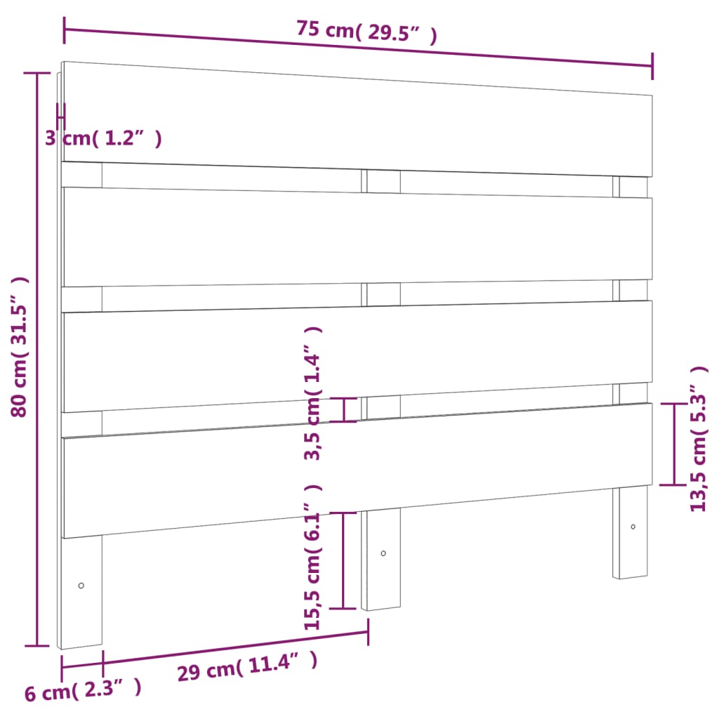 vidaXL Tăblie de pat, alb, 75x3x80 cm, lemn masiv de pin vidaXL Tăblie de pat, alb, 75x3x80 cm, lemn masiv de pin
