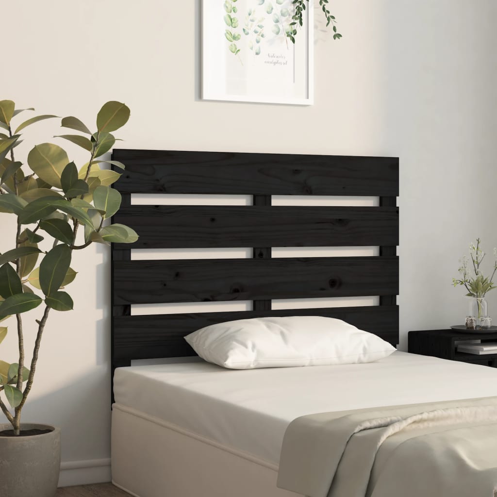 vidaXL Tăblie de pat, negru, 75x3x80 cm, lemn masiv de pin
