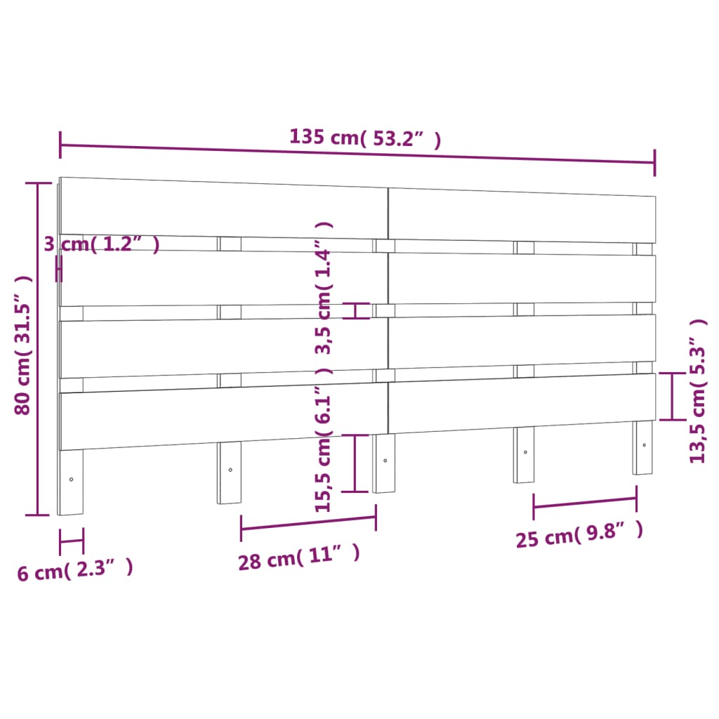 vidaXL Tăblie de pat, 135x3x80 cm, lemn masiv de pin