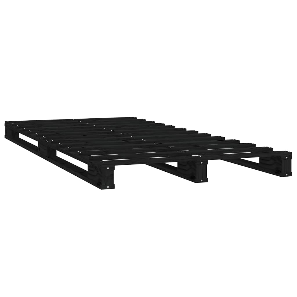 vidaXL Pat din paleți Single Small negru 75x190 cm lemn masiv pin vidaXL Pat din paleți Single Small negru 75x190 cm lemn masiv pin