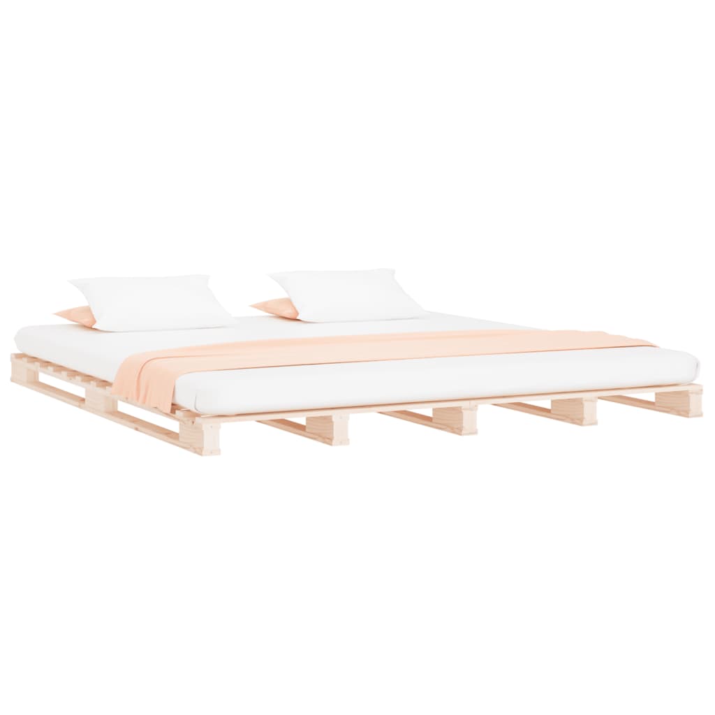 vidaXL Pat din paleți Double, 135x190 cm, lemn masiv de pin vidaXL Pat din paleți Double, 135x190 cm, lemn masiv de pin
