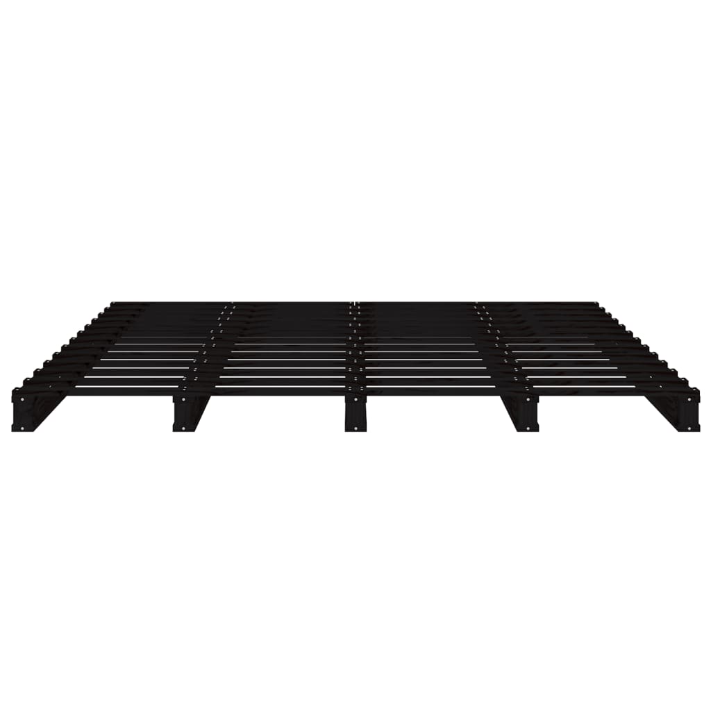 vidaXL Pat din paleți Double, negru, 135x190 cm, lemn masiv pin vidaXL Pat din paleți Double, negru, 135x190 cm, lemn masiv pin