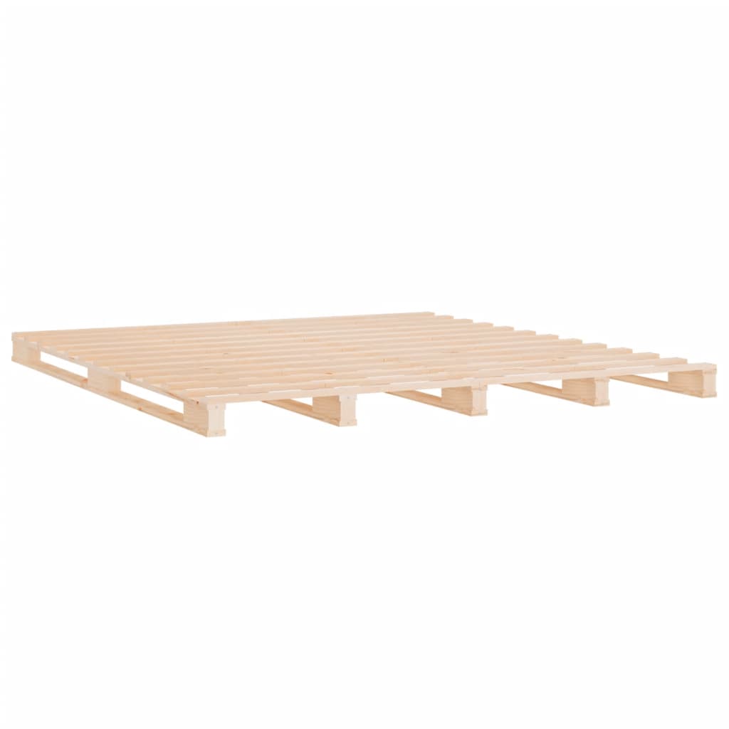 vidaXL Pat din paleți, 140x190 cm, lemn masiv de pin vidaXL Pat din paleți, 140x190 cm, lemn masiv de pin