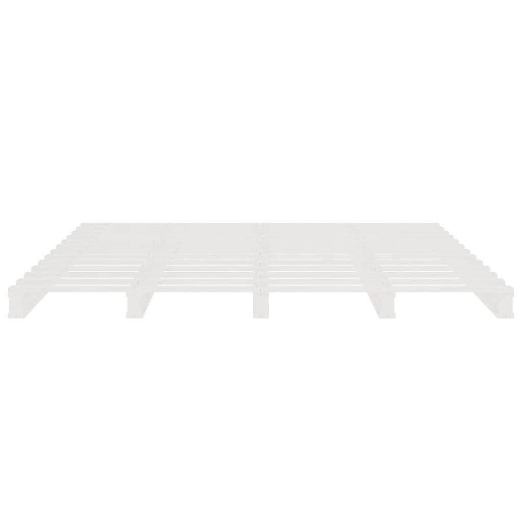 vidaXL Pat din paleți, alb, 140x190 cm, lemn masiv de pin