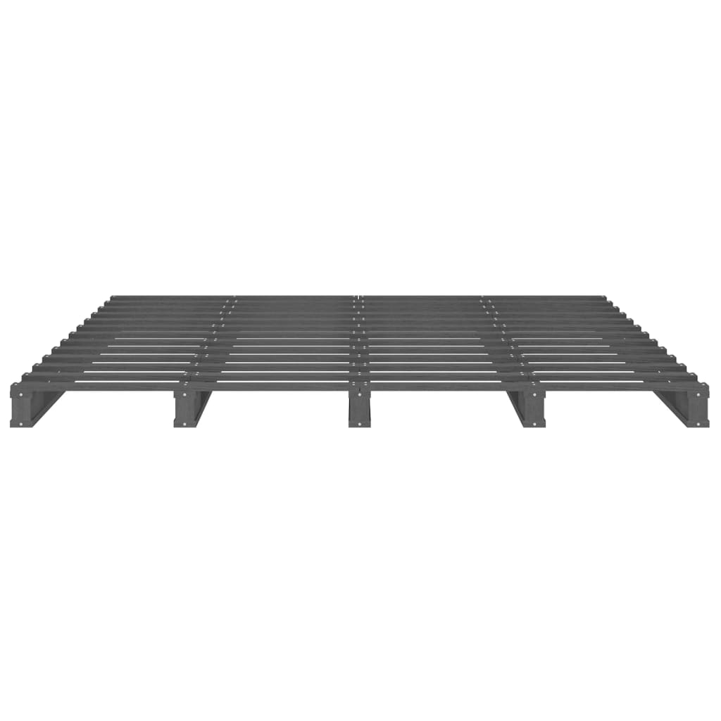 vidaXL Pat din paleți, gri, 140x190 cm, lemn masiv de pin vidaXL Pat din paleți, gri, 140x190 cm, lemn masiv de pin