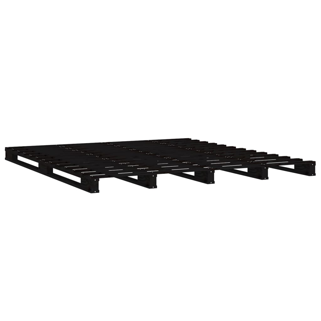 vidaXL Pat din paleți, negru, 140x190 cm, lemn masiv de pin