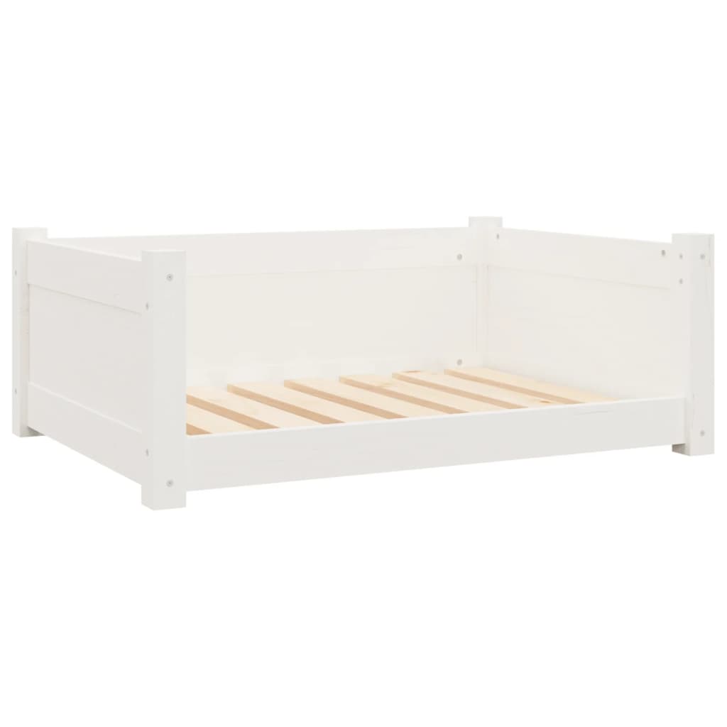 vidaXL Pat pentru câini, alb, 75,5x55,5x28 cm, lemn masiv de pin vidaXL Pat pentru câini, alb, 75,5x55,5x28 cm, lemn masiv de pin