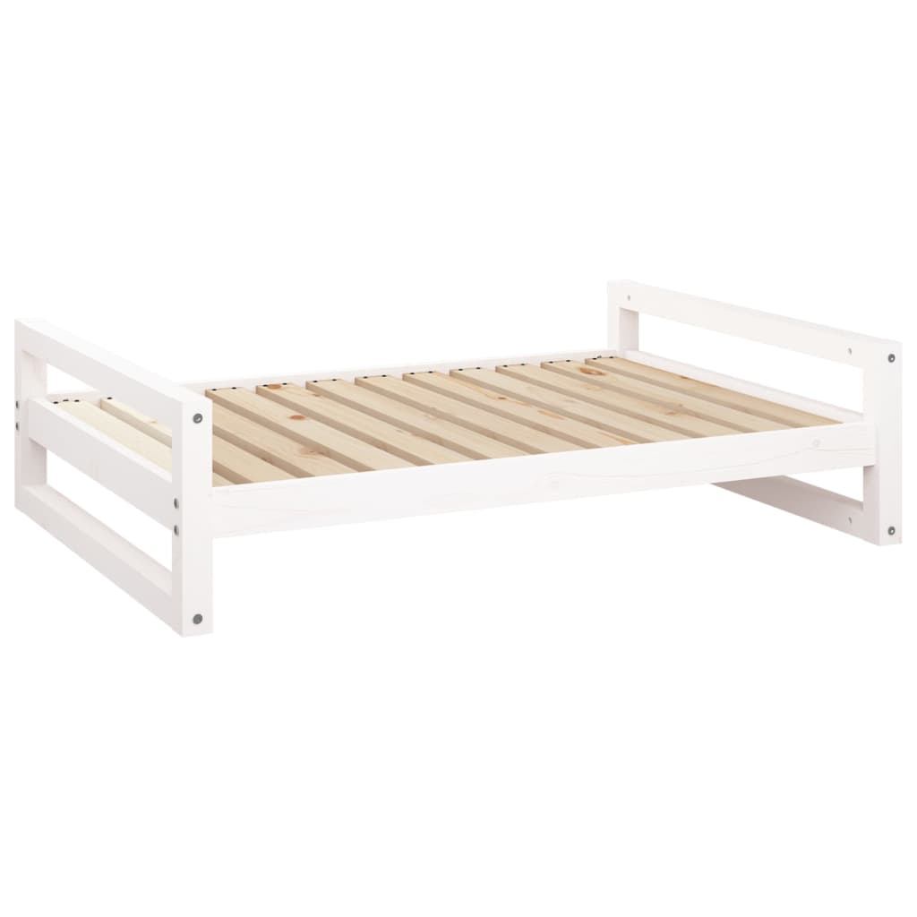 vidaXL Pat pentru câini, alb, 105,5x75,5x28 cm, lemn masiv de pin vidaXL Pat pentru câini, alb, 105,5x75,5x28 cm, lemn masiv de pin