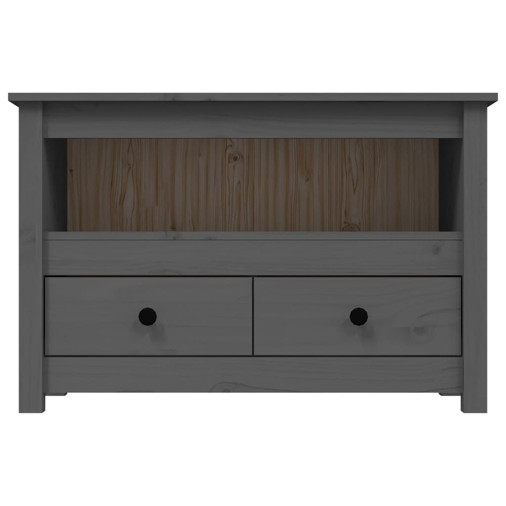 vidaXL Comodă TV, gri, 79x35x52 cm, lemn masiv de pin vidaXL Comodă TV, gri, 79x35x52 cm, lemn masiv de pin