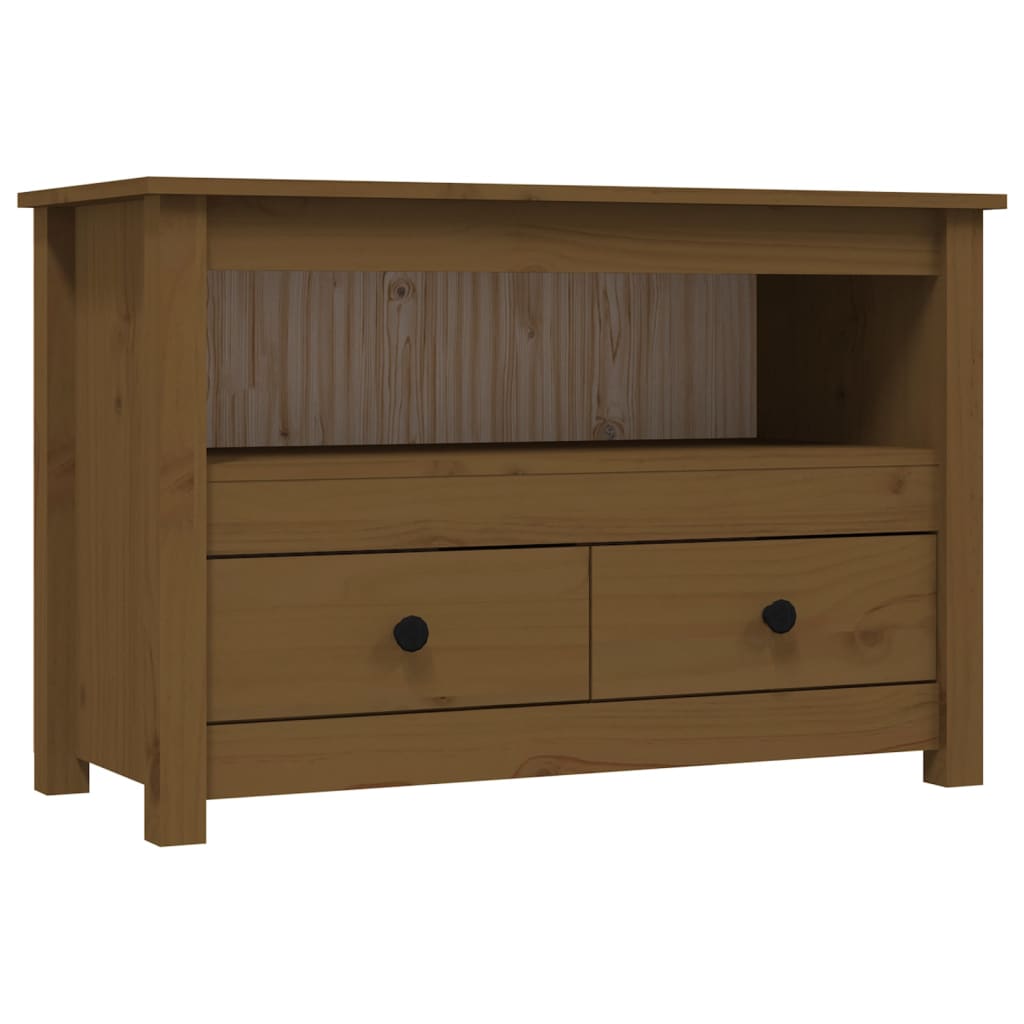 vidaXL Comodă TV, maro miere, 79x35x52 cm, lemn masiv de pin vidaXL Comodă TV, maro miere, 79x35x52 cm, lemn masiv de pin