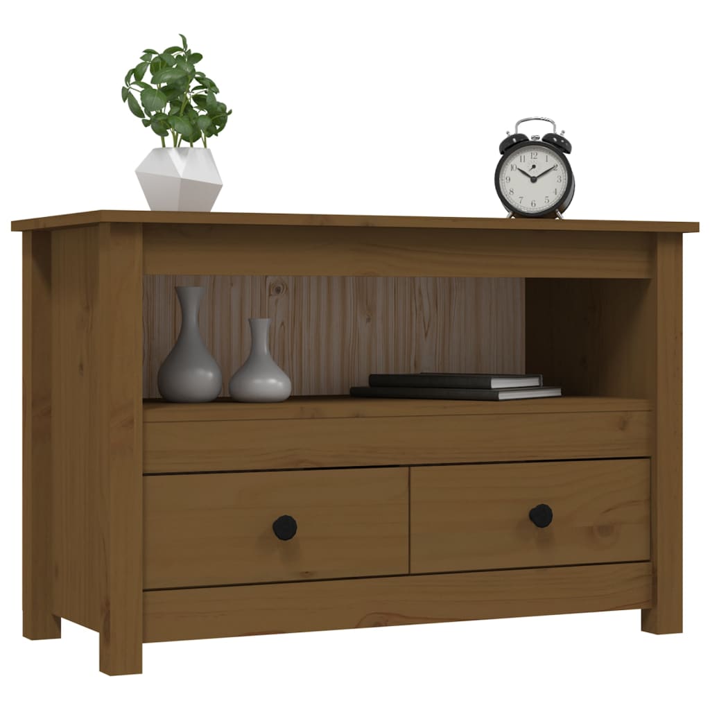 vidaXL Comodă TV, maro miere, 79x35x52 cm, lemn masiv de pin vidaXL Comodă TV, maro miere, 79x35x52 cm, lemn masiv de pin