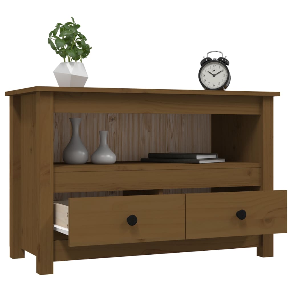 vidaXL Comodă TV, maro miere, 79x35x52 cm, lemn masiv de pin vidaXL Comodă TV, maro miere, 79x35x52 cm, lemn masiv de pin