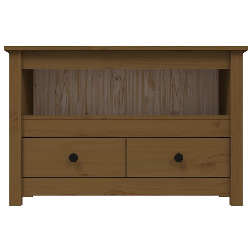vidaXL Comodă TV, maro miere, 79x35x52 cm, lemn masiv de pin vidaXL Comodă TV, maro miere, 79x35x52 cm, lemn masiv de pin