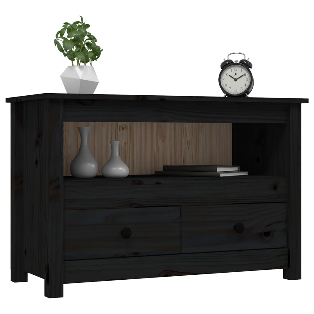 vidaXL Comodă TV, negru, 79x35x52 cm, lemn masiv de pin