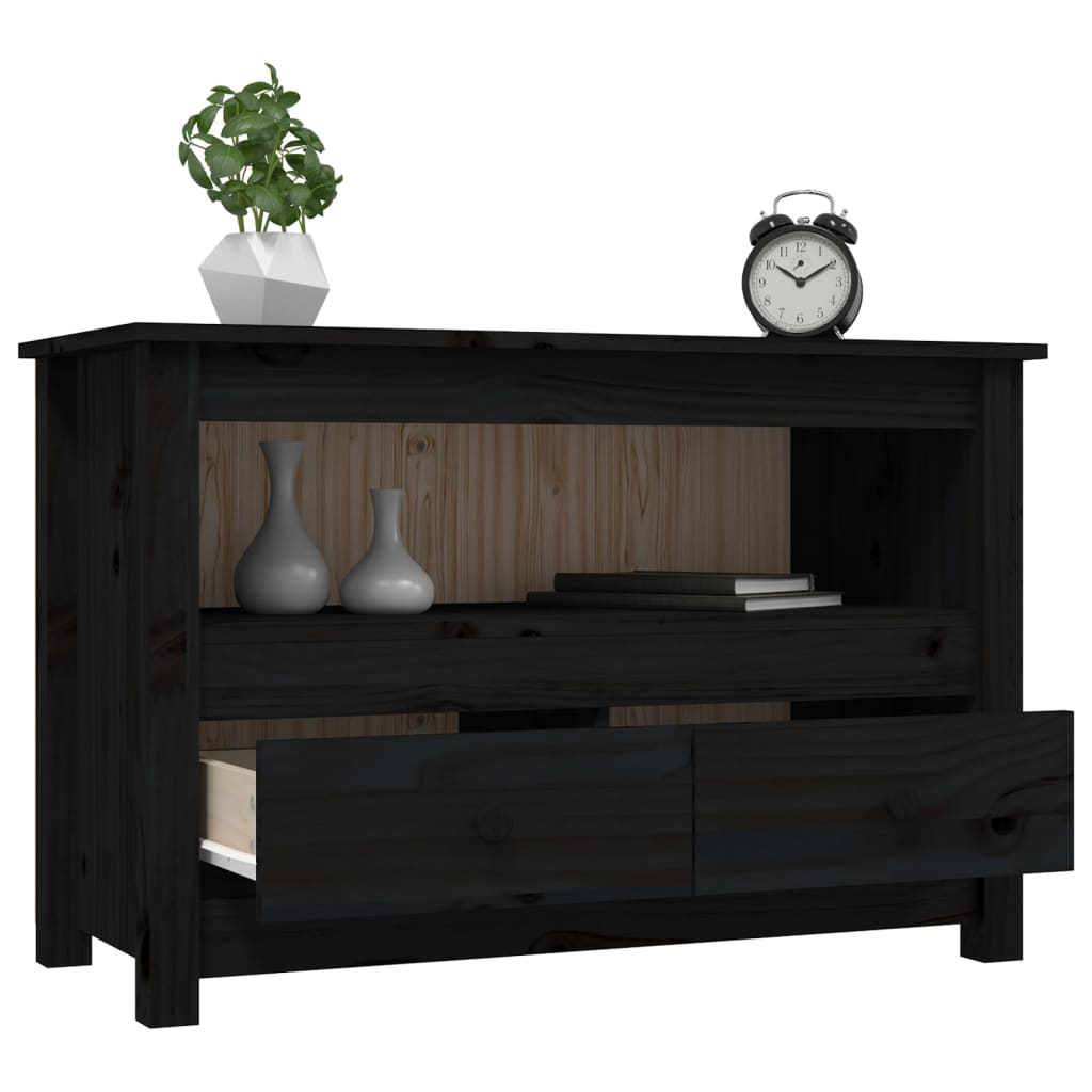vidaXL Comodă TV, negru, 79x35x52 cm, lemn masiv de pin