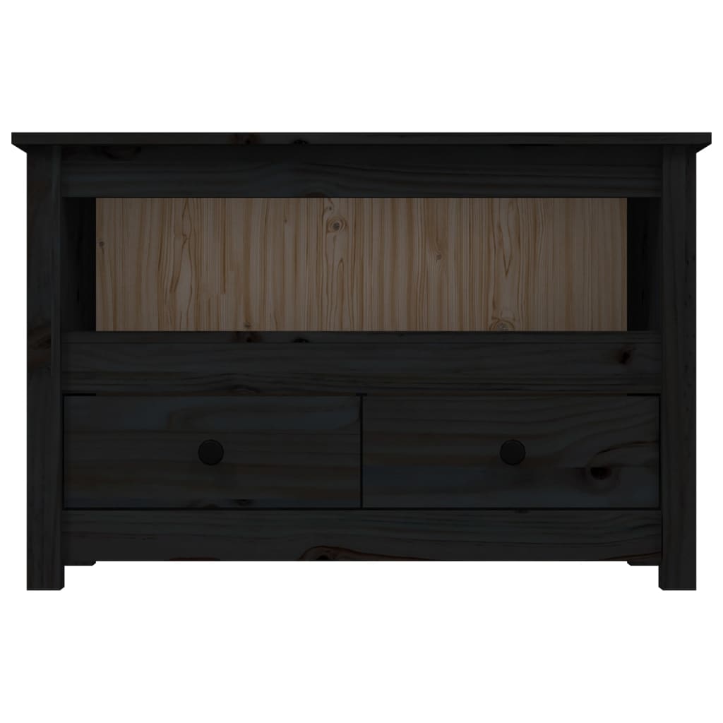 vidaXL Comodă TV, negru, 79x35x52 cm, lemn masiv de pin