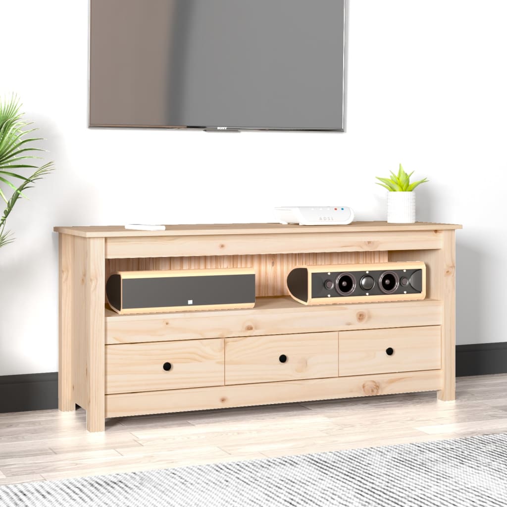 vidaXL Comodă TV, 114x35x52 cm, lemn masiv de pin vidaXL Comodă TV, 114x35x52 cm, lemn masiv de pin