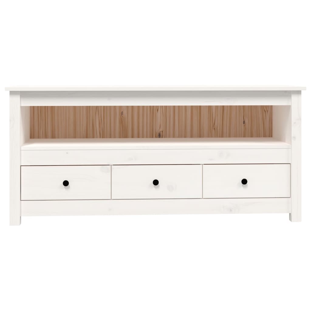 vidaXL Comodă TV, alb, 114x35x52 cm, lemn masiv de pin vidaXL Comodă TV, alb, 114x35x52 cm, lemn masiv de pin