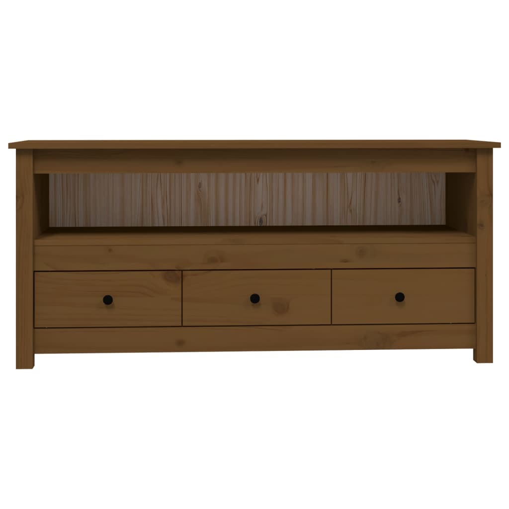 vidaXL Comodă TV, maro miere, 114x35x52 cm, lemn masiv de pin vidaXL Comodă TV, maro miere, 114x35x52 cm, lemn masiv de pin