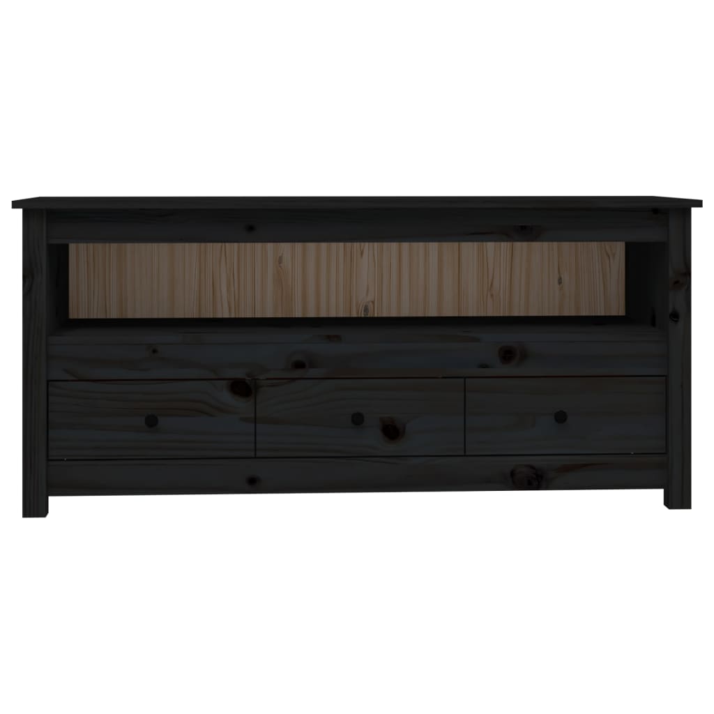 vidaXL Comodă TV, negru, 114x35x52 cm, lemn masiv de pin