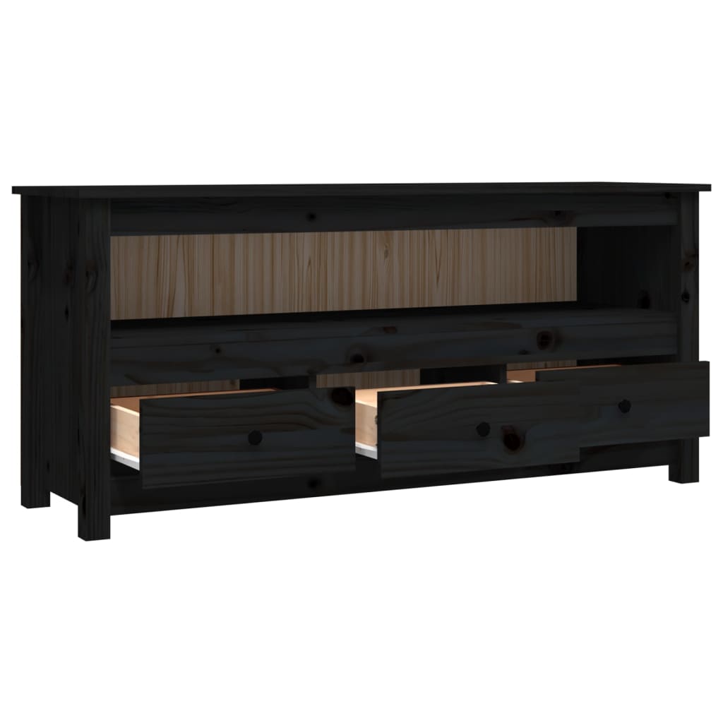 vidaXL Comodă TV, negru, 114x35x52 cm, lemn masiv de pin